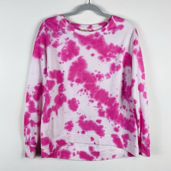 Jane And Delancey Size Small Tie Dye Sweatshirt Pink White Cotton Blend - Picture 1 of 5